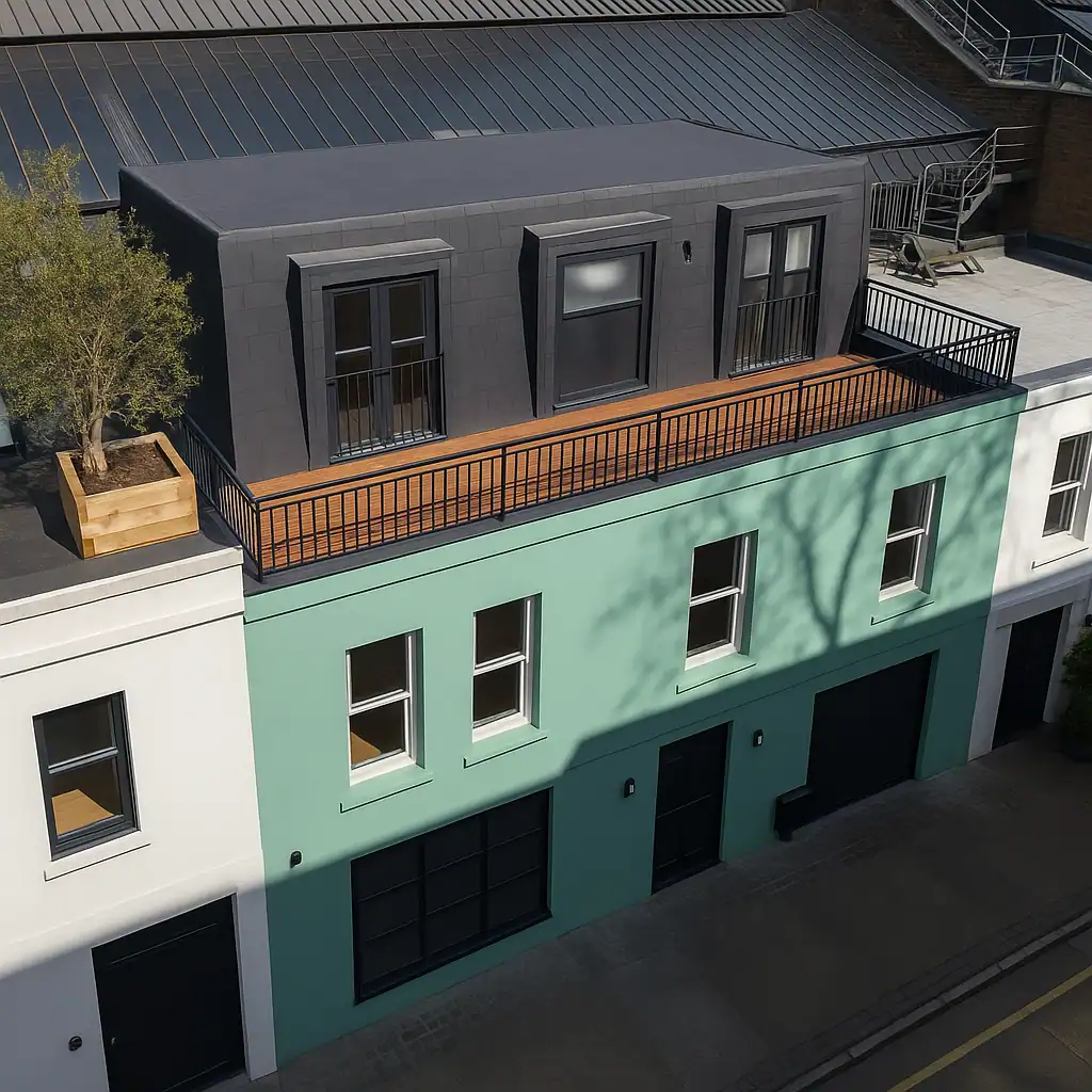 Mansard loft conversion to terraced mews house London SW5