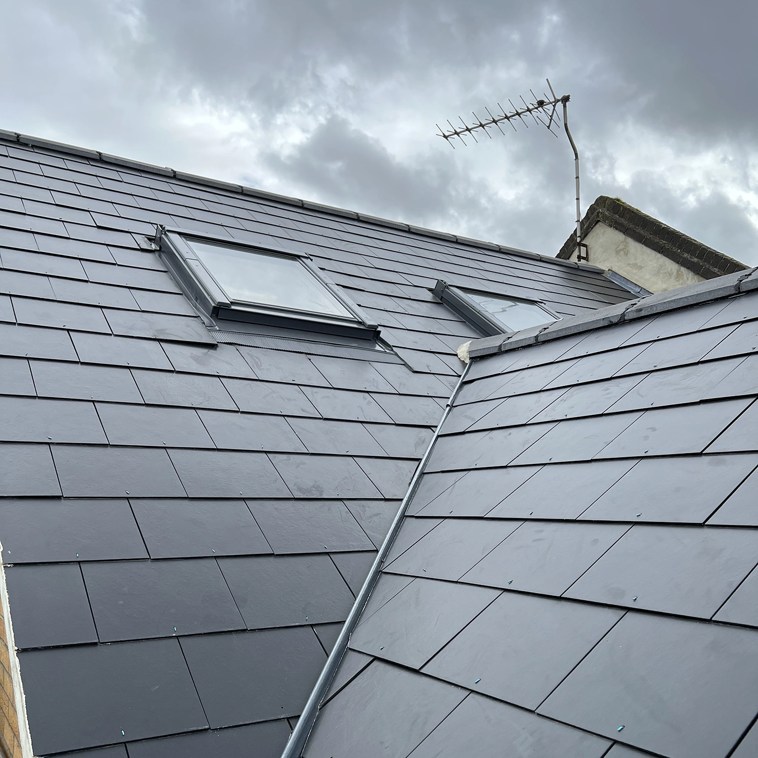 Rooflight loft conversion with slate tiles