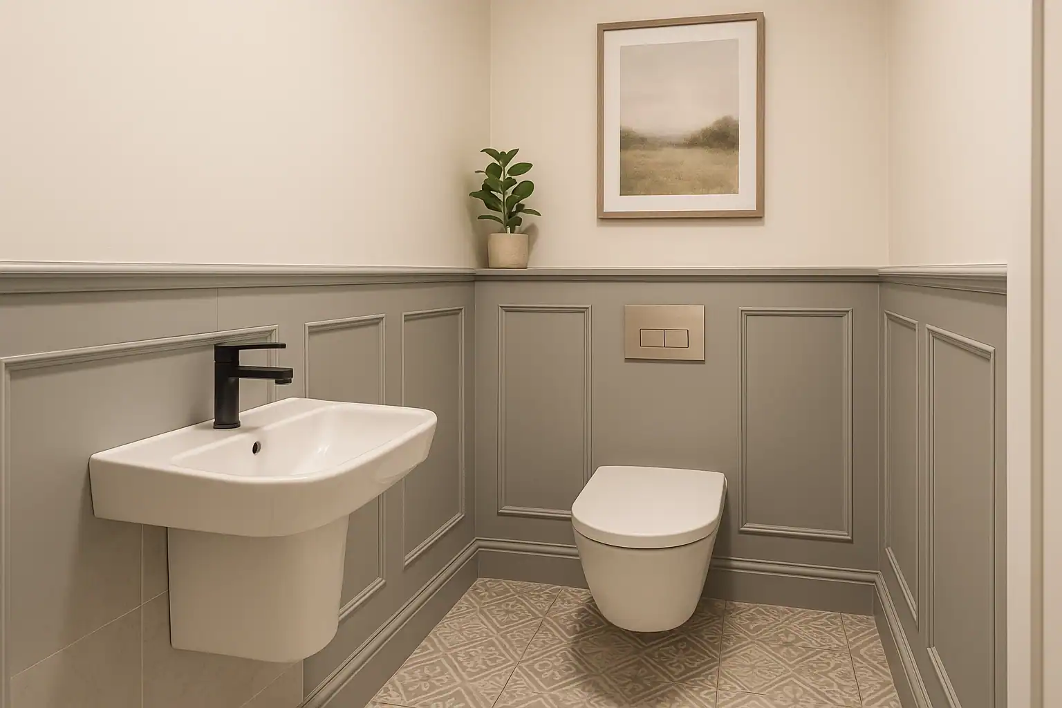 adding grey paneled WC ground floor toilet 