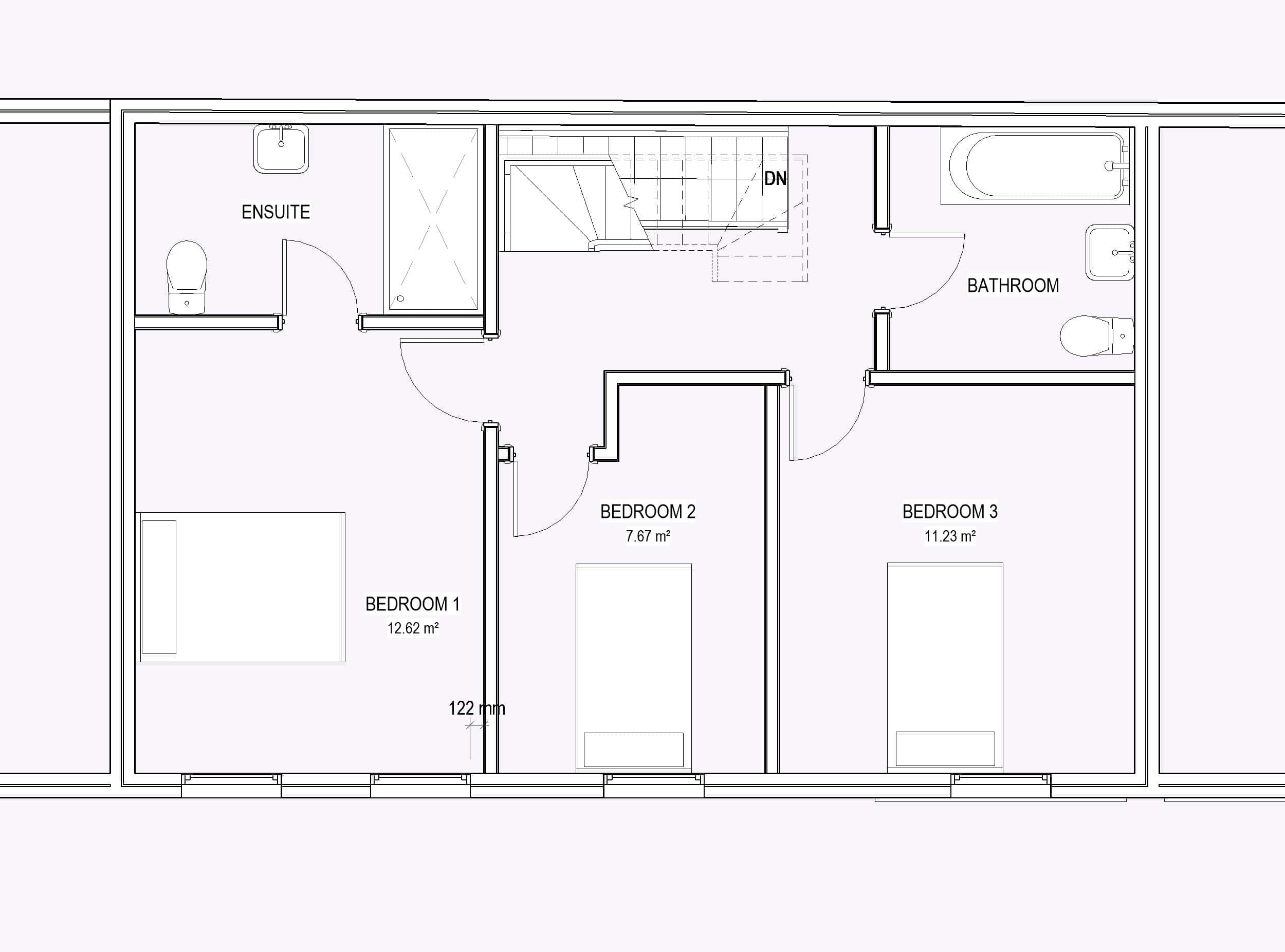 Proposed first floor for a mansard loft conversion in SW5