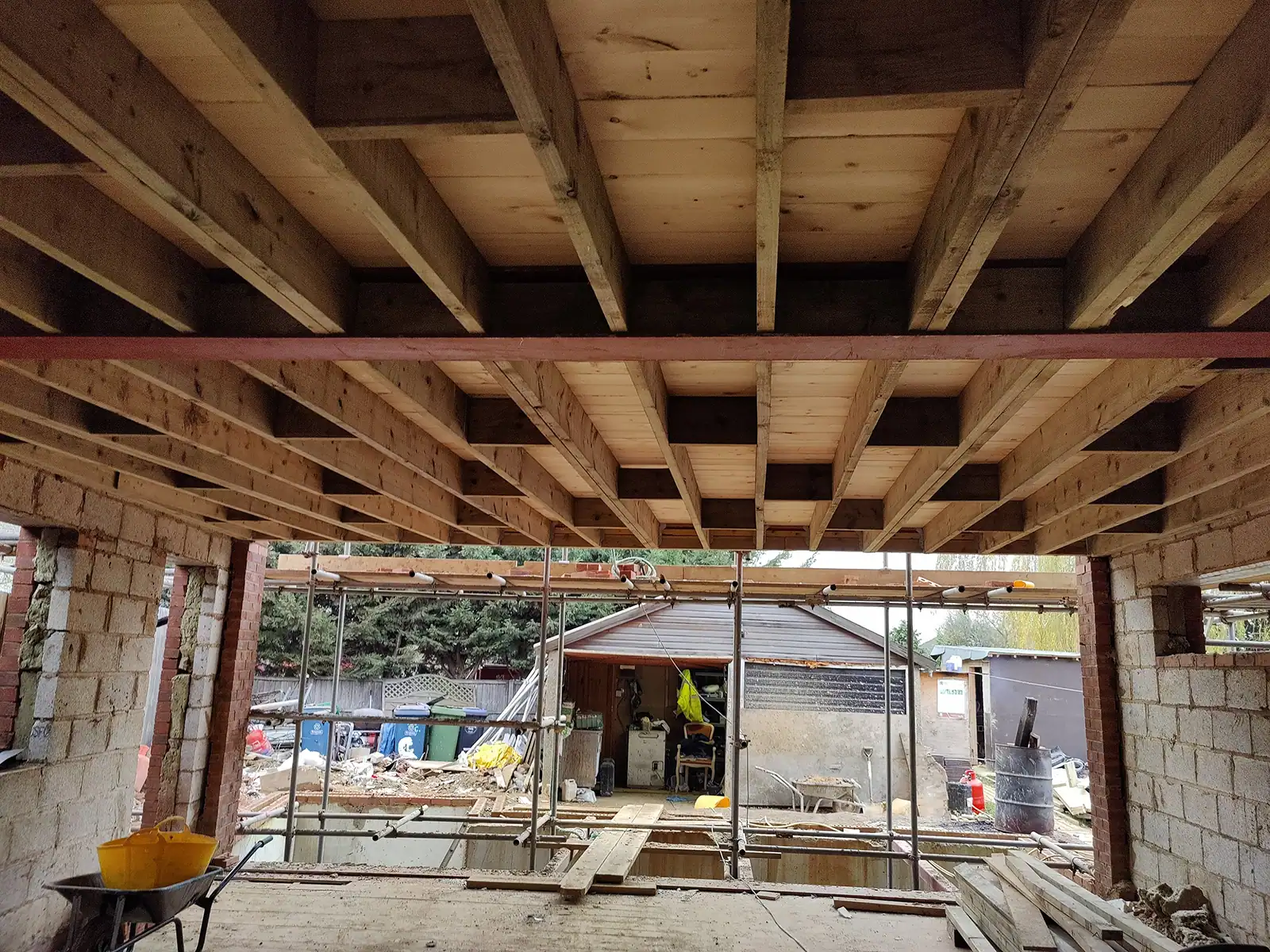Box frame design to support rear opening for an extension to the rear of a property.