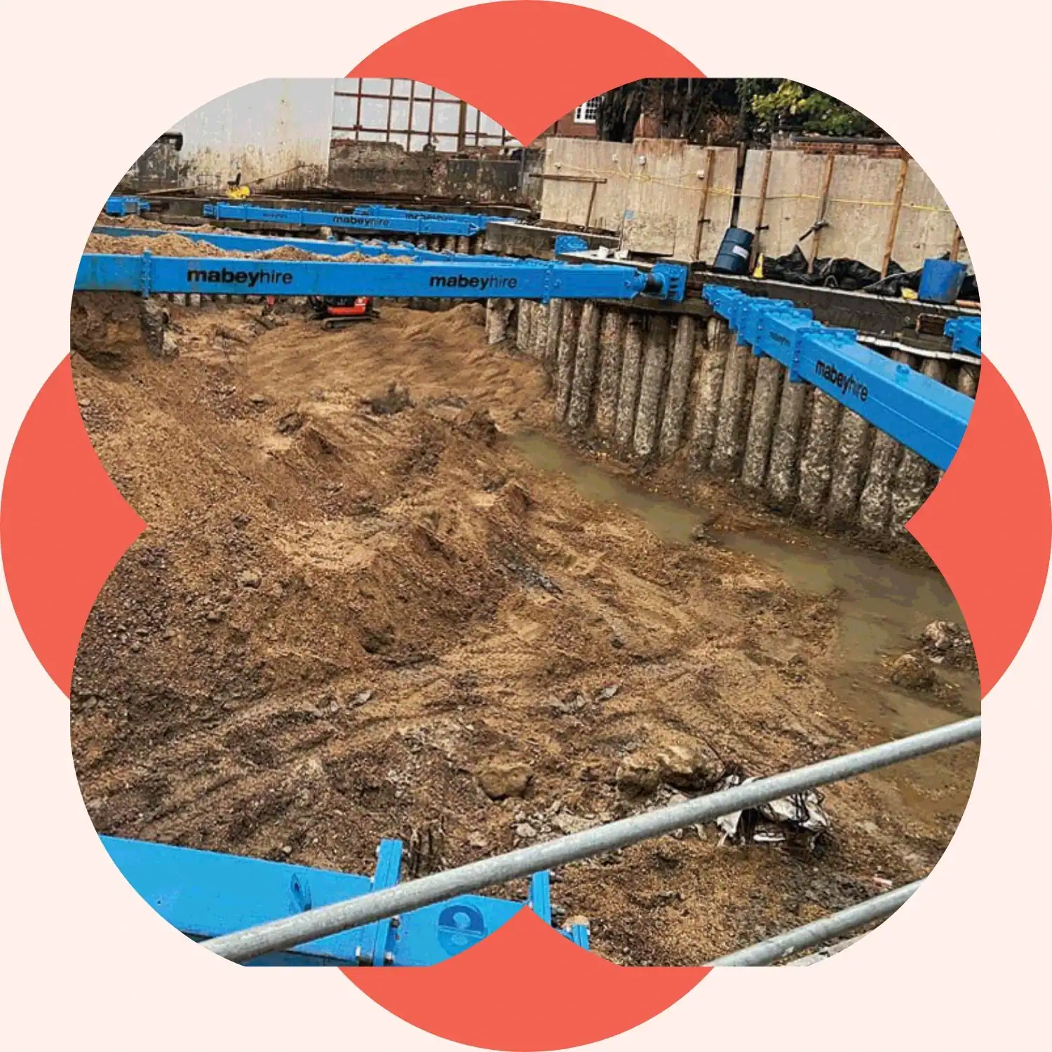 Basement impact assessment london - props used to prop concrete piles 