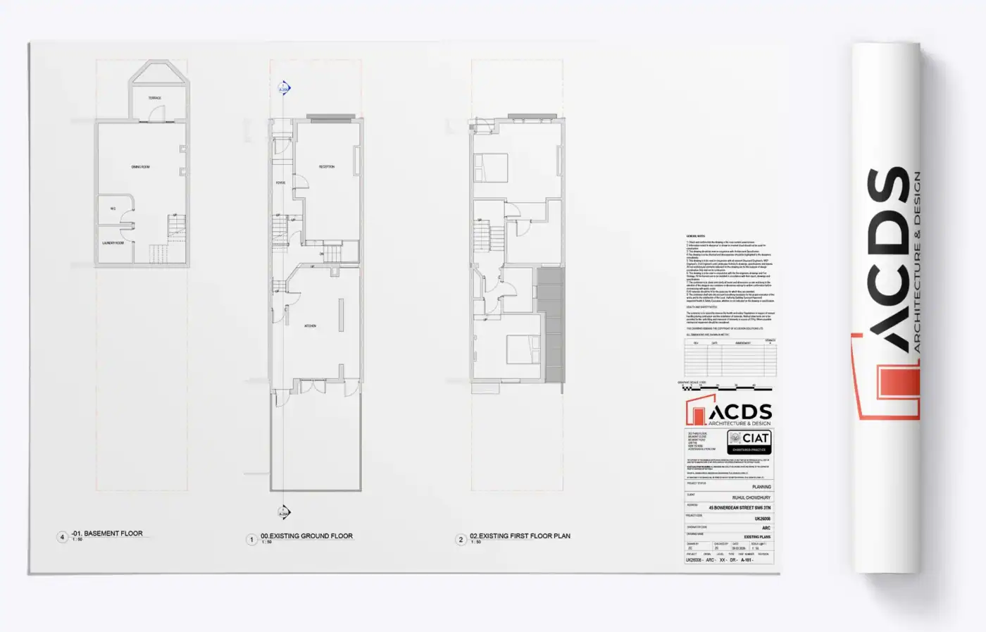 45 Bowerdean existing plans granted for new basement,single storey extension and pod