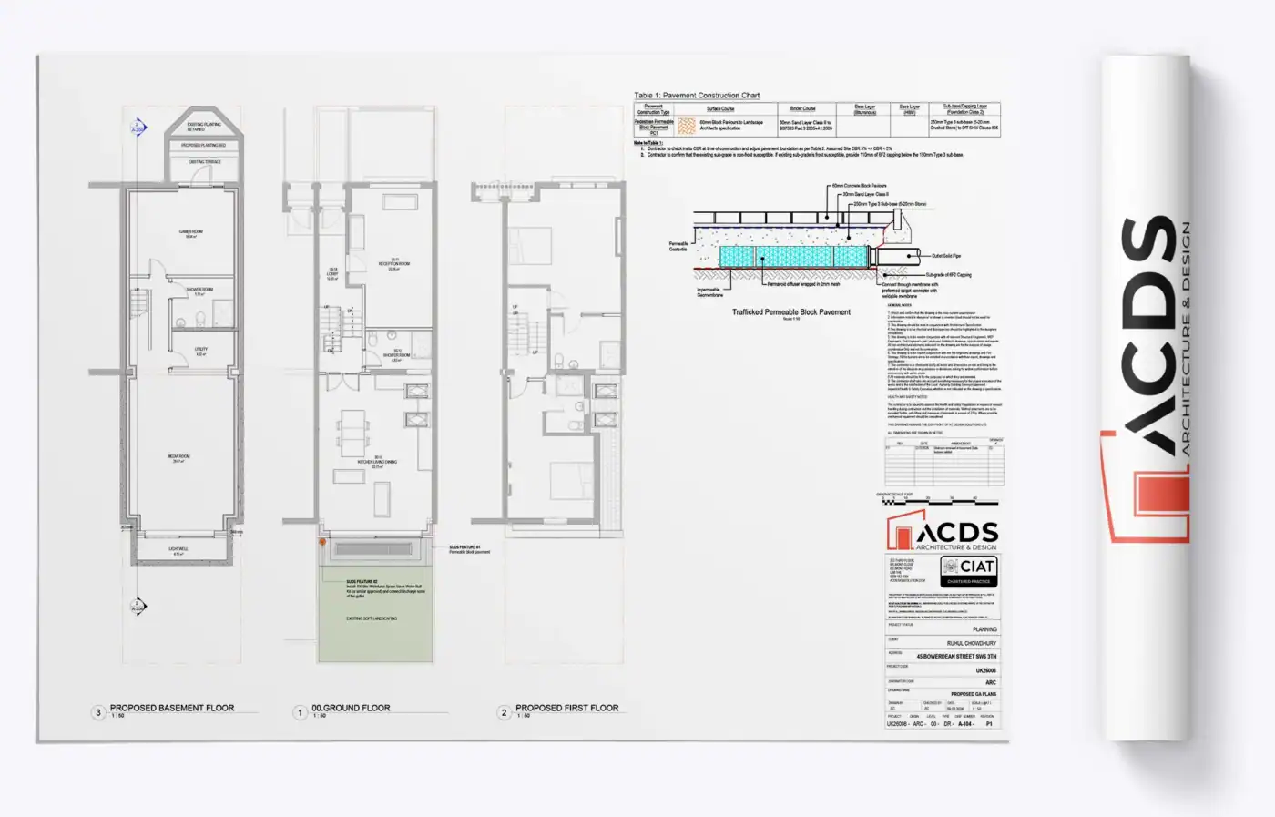 45 Bowerdean existing plans granted for new basement,single storey extension and pod proposed